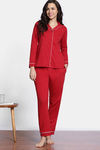 Zivame Winter Whispers Knit Cotton Pyjama Set - Haute Red — thumbnail 2